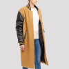 Camel Body & Black Sleeve Letterman Coat