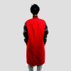 Scarlet Wool Body & Black Leather Sleeves Letterman Coat