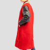 Scarlet Wool Body & Black Leather Sleeves Letterman Coat