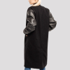 Black Wool Body & Black Leather Sleeves Letterman Coat