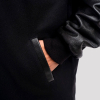 Black Wool Body & Black Leather Sleeves Letterman Coat