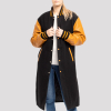 Black Wool Body & Old Gold Sleeves Letterman Coat