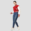 Scarlet Red & White Crop Top Letterman Jacket