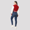 Scarlet Red & White Crop Top Letterman Jacket