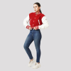 Scarlet Red & White Crop Top Letterman Jacket