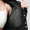 Black Wool & Black Leather Letterman Crop Top Jacket