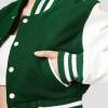 Kelly Green & White Letterman Crop Top Jacket