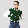 Kelly Green & White Letterman Crop Top Jacket