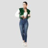 Kelly Green & White Letterman Crop Top Jacket