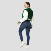 Kelly Green & White Letterman Crop Top Jacket