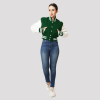 Kelly Green & White Letterman Crop Top Jacket