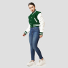 Kelly Green & White Letterman Crop Top Jacket