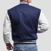 Royal Blue Wool Body & Bright White Leather Sleeves Letterman Jacket