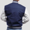 Royal Blue Wool Body & Bright White Leather Sleeves Letterman Jacket