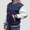 Royal Blue Wool Body & Bright White Leather Sleeves Letterman Jacket