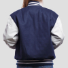 Royal Blue Wool Body & Bright White Leather Sleeves Letterman Jacket