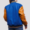 Bright Royal Wool Body & Old Gold Leather Sleeves Letterman Jacket