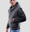 Light Oxford Wool Body & Black Sleeves Hoodie Letterman Jacket