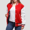 Scarlet Wool Body & Bright White Leather Sleeves Letterman Jacket