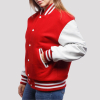 Scarlet Wool Body & Bright White Leather Sleeves Letterman Jacket