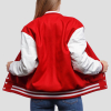 Scarlet Wool Body & Bright White Leather Sleeves Letterman Jacket