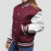 Maroon Wool Body & Bright White Leather Sleeves Letterman Jacket