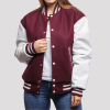 Maroon Wool Body & Bright White Leather Sleeves Letterman Jacket