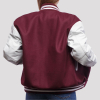 Maroon Wool Body & Bright White Leather Sleeves Letterman Jacket