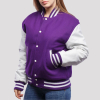 Purple Wool Body & Bright White Leather Sleeves Letterman Jacket