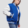 Bright Royal Wool Body & Bright White Leather Sleeves Letterman Jacket