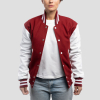 Cardinal Red Wool Body & Bright White Leather Sleeves Letterman Jacket