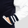 Navy Blue Wool Body & Bright White Leather Sleeves Letterman Jacket