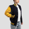 Navy Blue Wool Body & Lemon Leather Sleeves Letterman Jacket