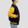 Navy Blue Wool Body & Lemon Leather Sleeves Letterman Jacket