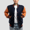 Royal Blue Wool Body & Orange Leather Sleeves Letterman Jacket