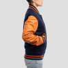 Royal Blue Wool Body & Orange Leather Sleeves Letterman Jacket