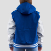 Bright Royal Wool Body & Bright White Sleeves Hoodie Letterman Jacket