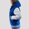 Bright Royal Wool Body & Bright White Sleeves Hoodie Letterman Jacket