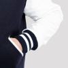 Navy Blue Wool Body & Bright White Leather Sleeves Letterman Jacket