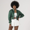 Kelly Green Satin Crop Top Jacket