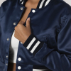 Navy Blue Satin Crop Top Jacket