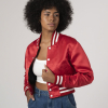 Scarlet Red Satin Crop Top Jacket