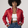 Scarlet Red Satin Crop Top Jacket