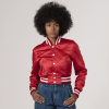 Scarlet Red Satin Crop Top Jacket