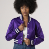 Purple Satin Crop Top Jacket