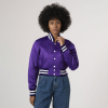 Purple Satin Crop Top Jacket