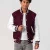 Maroon Wool Body & White Vinyl Sleeves Letterman Jacket