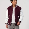 Maroon Wool Body & White Vinyl Sleeves Letterman Jacket