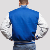 Bright Royal Wool Body & White Faux Leather Sleeves Letterman Jacket