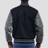 Black Wool Body & Grey Faux Leather Sleeves Letterman Jacket